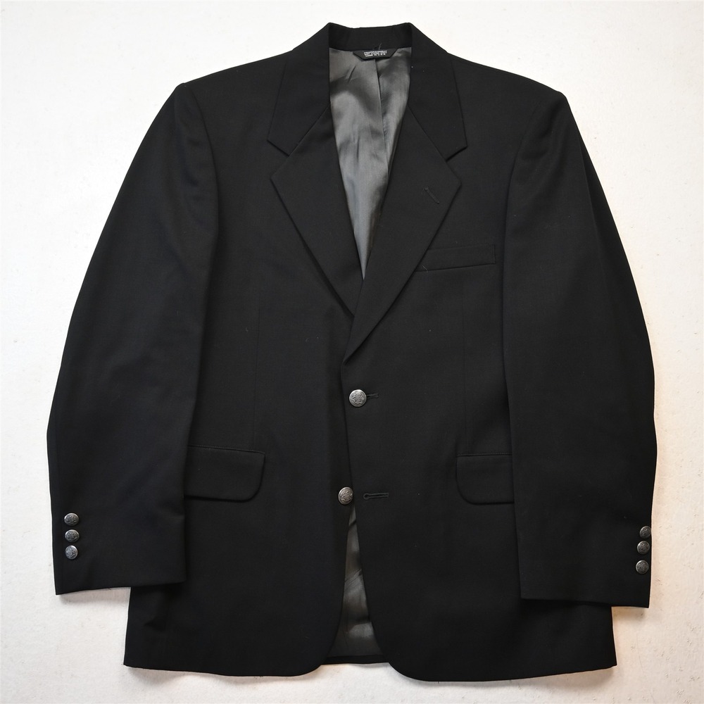 Vtg USA Made 40S Black Silver Button Mens‎ Blazer Suit Jacket Sport Coat